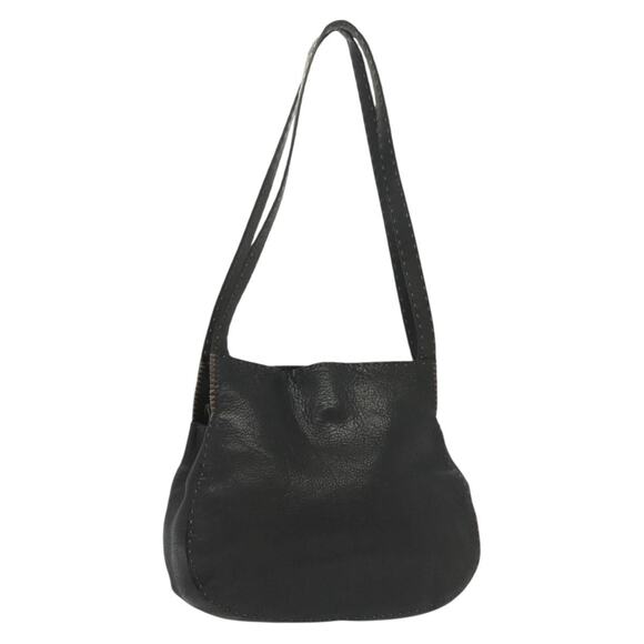 FENDI Shoulder Bag Leather Black Silver - Picture 1 of 12